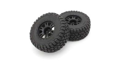 Gomme Montate-Incollate Cerchi Neri 2.4" (2) Kyosho Toyota Tacoma
